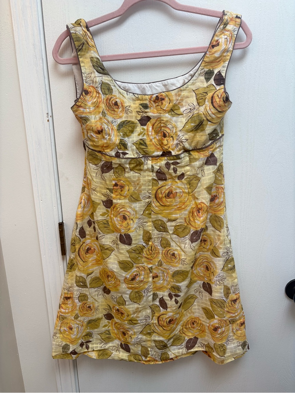CAbi Yellow Floral Sleeveless Midi Dress